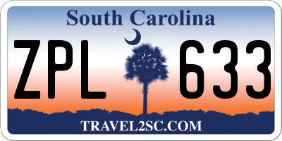 SC license plate ZPL633