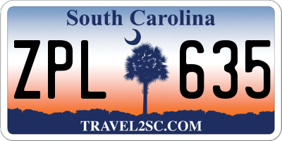 SC license plate ZPL635