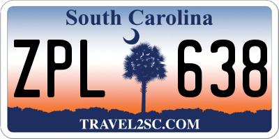 SC license plate ZPL638