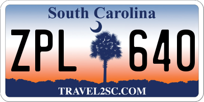 SC license plate ZPL640