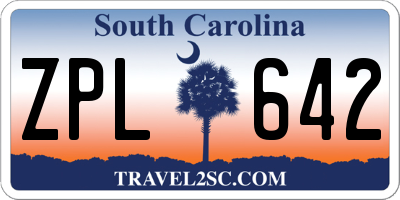 SC license plate ZPL642
