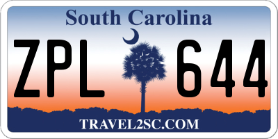 SC license plate ZPL644