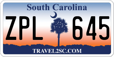 SC license plate ZPL645