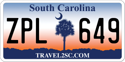 SC license plate ZPL649