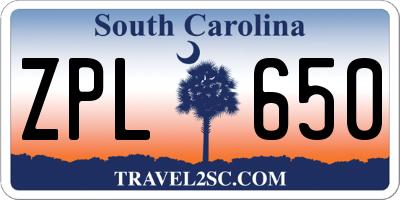 SC license plate ZPL650