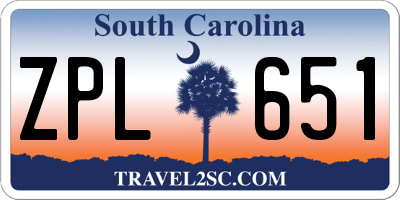 SC license plate ZPL651