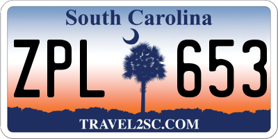 SC license plate ZPL653