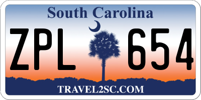 SC license plate ZPL654