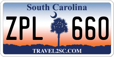SC license plate ZPL660