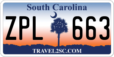 SC license plate ZPL663