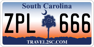 SC license plate ZPL666
