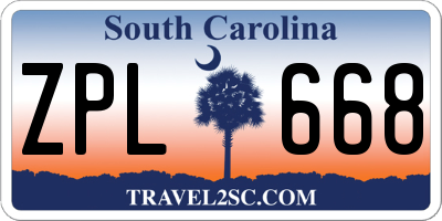 SC license plate ZPL668