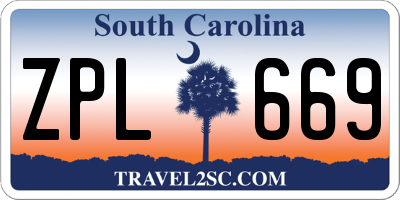 SC license plate ZPL669