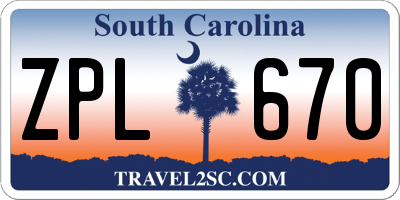 SC license plate ZPL670