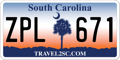 SC license plate ZPL671