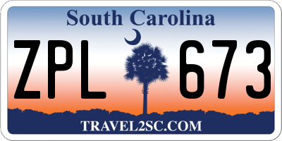 SC license plate ZPL673