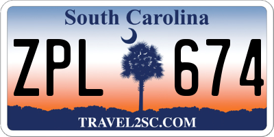 SC license plate ZPL674
