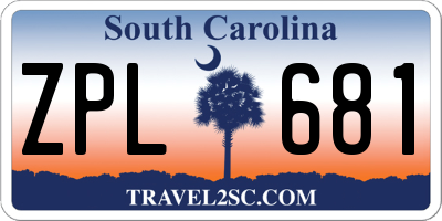 SC license plate ZPL681