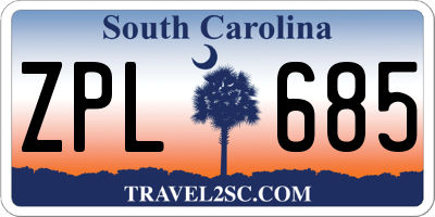 SC license plate ZPL685
