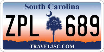 SC license plate ZPL689