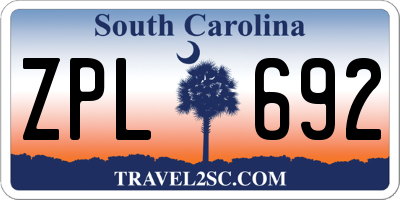 SC license plate ZPL692