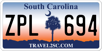 SC license plate ZPL694