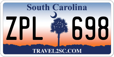 SC license plate ZPL698