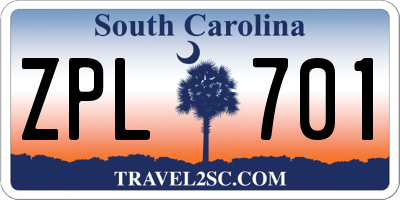 SC license plate ZPL701