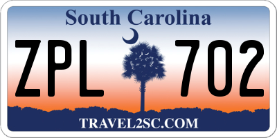 SC license plate ZPL702