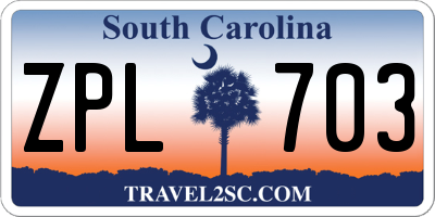 SC license plate ZPL703