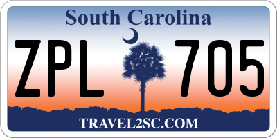 SC license plate ZPL705