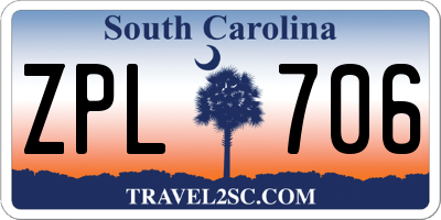 SC license plate ZPL706