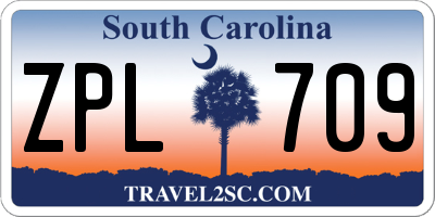 SC license plate ZPL709