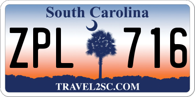 SC license plate ZPL716