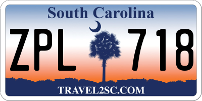 SC license plate ZPL718