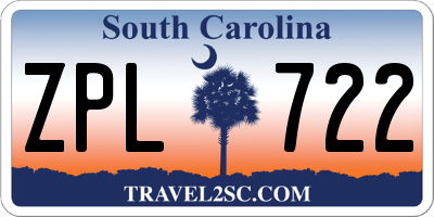 SC license plate ZPL722