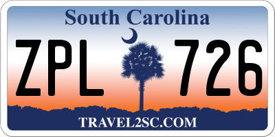 SC license plate ZPL726