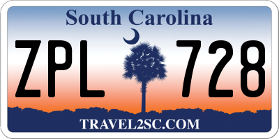 SC license plate ZPL728