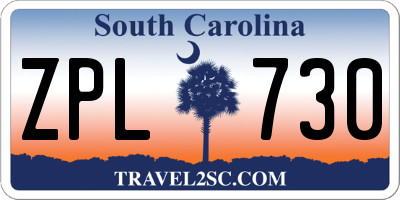 SC license plate ZPL730