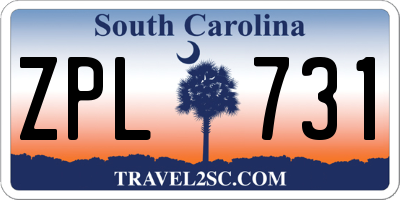 SC license plate ZPL731