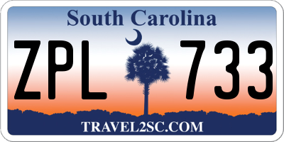 SC license plate ZPL733