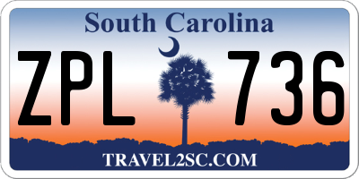 SC license plate ZPL736