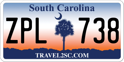 SC license plate ZPL738