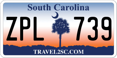 SC license plate ZPL739