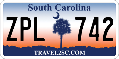 SC license plate ZPL742