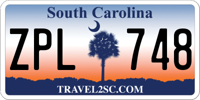 SC license plate ZPL748