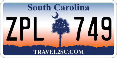 SC license plate ZPL749