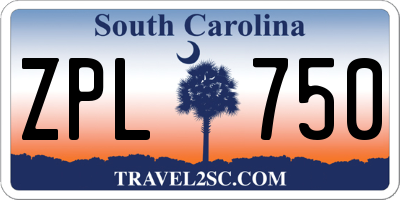 SC license plate ZPL750