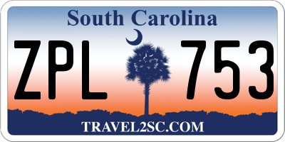 SC license plate ZPL753