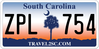 SC license plate ZPL754